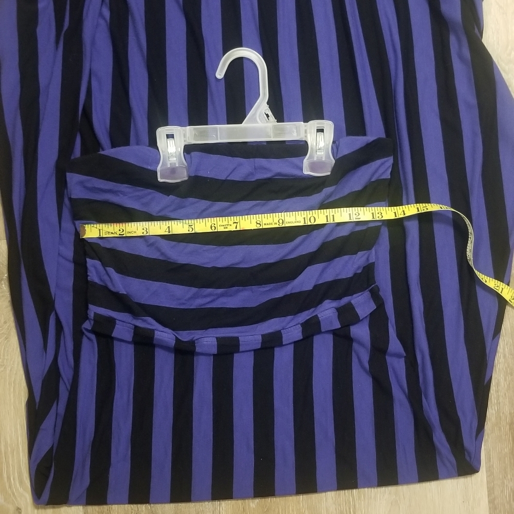 Black and Blue Striped Strapless Maxi Dress - Picture 5 of 5